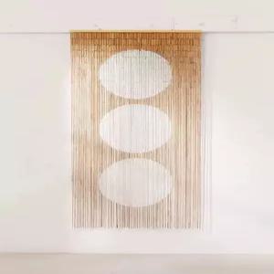 대나무 발 패턴 장식 가림막 커튼 현관문 원형 파티션