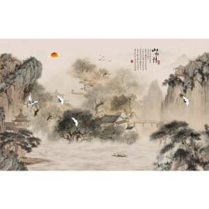 시트지 산수화 풍 인테리어 냉장고스티커 유리창 충돌방지 정전기 거실 분위기 모던 방문