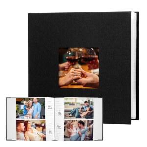 XFveiwoo 사진 앨범 4x6 웨딩 가족 여행 커버 앨범과 240 블랙 스페이스 사진을 쓰기 프론트 북 윈도우 가죽