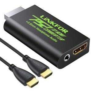 [미국배송] 소니 플레이스테이션 2용 LINKFOR PS2-HDMI 변환기 HDTV 모니터용 3.5MM 헤드폰 오디오 잭(3피트 HDMI 케이블 포함 변환기) 어댑터