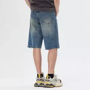 남성 팬츠 데님 빈티지 와이드 워싱 일자 반바지 청반바지 6부 패피1