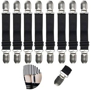 윌윈 개선된 부츠 스트랩 조절 가능한 스터럽 팬츠 스트랩, 여성 및 남성용 탄력 클립 청바지 모터사이클 8종 블랙