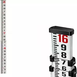 AdirPro 16피트 섬유유리 텔레스코핑 등급 막대 10피트 눈금 및 기포 레벨이 있는 4섹션 직사각형 레벨링