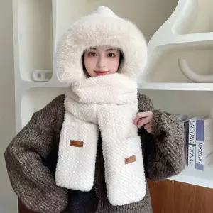 올인원 밍크퍼 머플러 모자