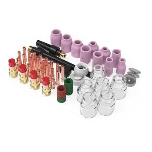 WP-17/18/26용 68피스 TIG 용접 손전등 견고한 가스 렌즈 Pyrex 텀블러 키트