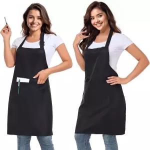 남성용 및 여성용 포켓 2개가 있는 조절 가능한 앞치마 2팩 방수 방유성