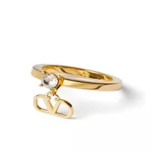 라프리마 발렌티노 스와로브스키 크리스털 미니 V로고 메탈 링 5W2J0T52 YCW MH5