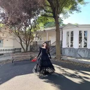 율랑팡 스커트 여사친 롱 쉬폰 레이스 슬림핏 HO1