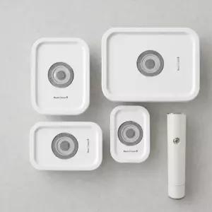 [세트구성] 진공 유리밀폐용기  진공날짜 확인가능한  원터치 무선진공펌프