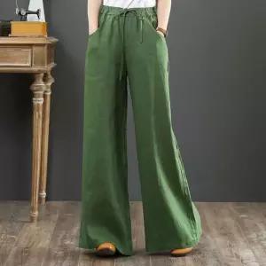 [유토피아]밴딩 린넨팬츠 와이드핏 하이웨스트 여름바지 캐주얼 여성가을바지 가을바지 여성가을슬랙스 여