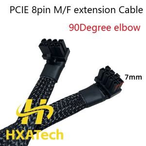 HXATech - PCIE 8핀 암-수 90도 블로우 연장 케이블 왼쪽/오른쪽 굴곡 컨버터 코드 (GPU용)