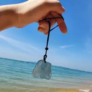 [블루마켓]아쿠아 매듭 펜던트 루스 천연 스톤 끈 목걸이 마린 팬던트 끈목걸이 우정목걸이