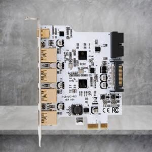 PCI 익스프레스 to USB 3.0 컨트롤러 추가 카드 5포트 + 1포트 3.1 어댑터 타입 C 확장