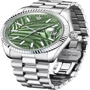 CADISEN 남성 자동 기계식 시계 사업 방수 미요타 8285 무브먼트 손목시계