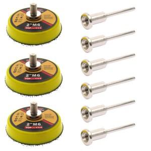 원형사포 2인치50mm 고리  루프 샌딩 패드 백킹 플레이트 디스크 교체 패드(18 맨드릴 부착 포함)(9개 세트