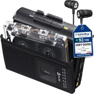 KLIM K8 카세트 테이프 플레이어 휴대용 F1 헤드폰 - 레코더 새 버전 AM/FM 워크맨 마이크 및 스피커 내장