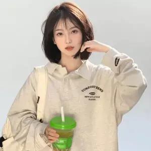 여자 빅사이즈 일상룩 카라 맨투맨