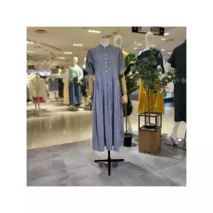 [하프클럽/파파야]  PNPROP022B 차이나넥잔체크반팔롱원피스