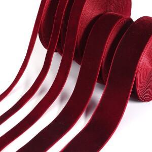 5-10야드 벨벳 리본 블랙 와인 레드 컬러 단면 플로킹 웨빙 DIY 크리스마스 공예 포장 장식용