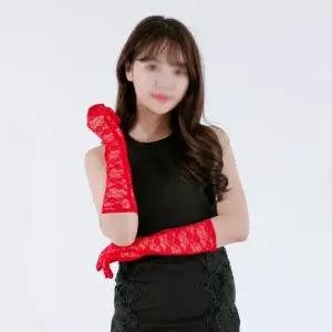 파티롱장갑망사38cm 레드 생일용품 클럽