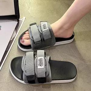 [모두쇼핑}남성 여성 투 찍찍이 영문 패치 포인트 캐주얼 슬리퍼 통굽슬리퍼 뮬스니커즈 사무실슬리퍼 뮬