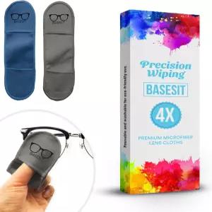 베이스시트 안경 청소용 천 4팩 물티슈 안경용 렌즈 천(블루/그레이)