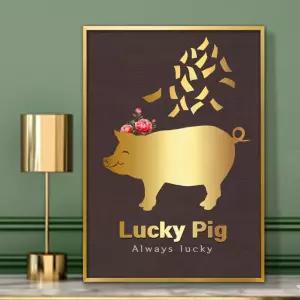 [모두쇼핑}황금돼지 그림 액자 A3 PIG1 풍수그림 돈들어오는 풍수인테리어 풍수 부자되는그림 복들어오는그