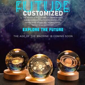 맞춤   특별한 수집 크리스탈 볼 무드등 레이저 각인 USB 가정 침실 장식