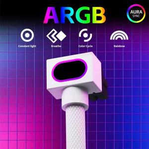 UPSIREN GPU 8핀 연장 케이블 그래픽 카드 ARGB 5V 3핀 18AWG 90 ° 직각 디자인 남성-여성