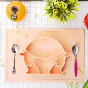 [이지커머스]유아 흡착식판 민트 유아식판 아기식판 이유식용기 유아식기