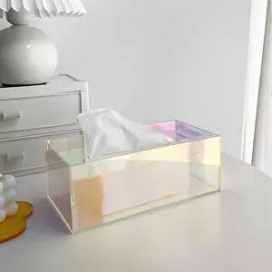 [이지커머스]홀로그램 사각휴지케이스 아크릴 휴지케이스 아크릴휴지케이스 곽티슈케이스 미니각티슈케이스