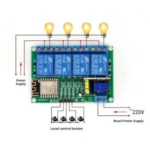 ESP8266-12F 4Way 2차 개발 릴레이 모듈 WiFi 220V12V 전원 원격 제어 지원 TCPServerTCPClient 모드