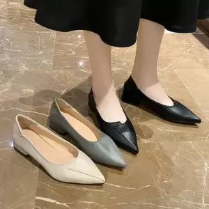 여성 스틸레토 네츄럴 슬래시 심플 블로퍼 플랫 슈즈 면접구두 편한슈즈 여성플랫슈즈