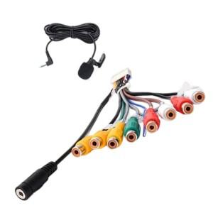 자동차 스테레오 Aux 어댑터 케이블 (RCA 출력 마이크 포함) 라디오 전용 Junsun 프레임 포함