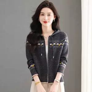 자카르 카디건 후드 집업 슬림핏 가을옷 여사친 니트 빈티지 CH3