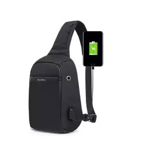 USB충전 LKF210C3 여행용 슬링백 크로스백 숄더백 힙색 블랙