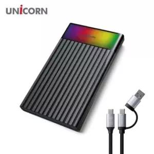 유니콘 USB3.2 Gen1 2.5인치 HDD SSD 외장하드케이스 컬러LED A+C타입젠더 슬라이딩결합 HSD-V10