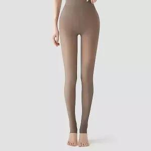 200D 슬림핏 무발 고리형 시스루 착시 스타킹 커피색