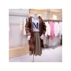 [하프클럽/시에로]  SH4CTF431 캥거루 포켓 체크 후드 롱 코트