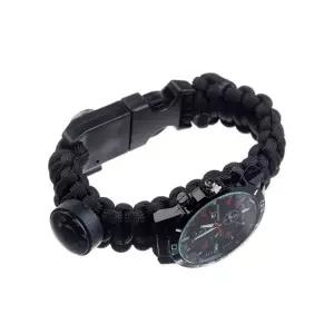 구난팔찌 군인시계(블랙) 생존팔찌 칼 휘슬 부싯돌 로프 등등