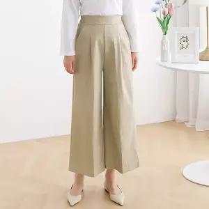 [모리스커밍홈] 핀턱 밴딩 코튼 9부 와이드 슬랙스_M2602PT016A