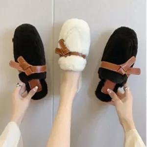 여자 스웨이드 퍼 플랫슈즈 겨울털플랫슈즈 털슬리퍼 털슬리퍼 퍼슬리퍼 여성털슬리퍼