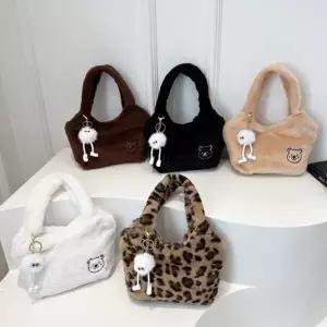 눈송이 키링 퍼 미니 토트백 가방 겨울 방한 털 숄더 에코백