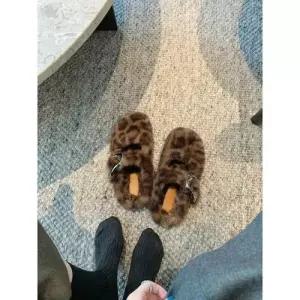 SMK 하프 토브켄 털가보시 라운드 스트랩 슈즈 호피 여성신발 앤티크 뽀글이 슬리퍼 JEN5