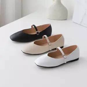 여성 사각코 데일리 스트랩 착용감 플랫 단화 슈즈 발편한플랫 우먼단화 여성플랫