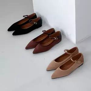 여성 스틸레토 발편한 엣지 스트랩 플랫슈즈 로퍼 여자플랫슈즈 뾰족코플랫