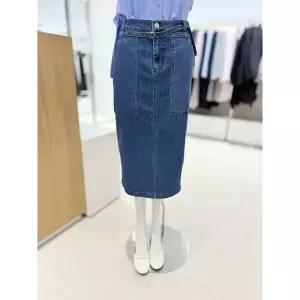 [롯데백화점]SOUP 뒤트임 벨트 미디 데님스커트  SC3DS30D