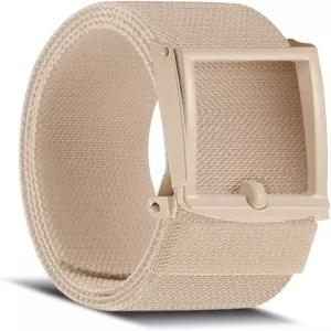 남성용 두파이 스트레치 캔버스 벨트 캐주얼 골프 작업용 조절 가능한 탄성 구멍 없는 웹 병따개 포함