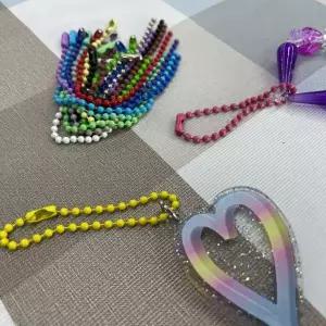 비즈키링 컬러 볼체인 군번줄 10P 12cm