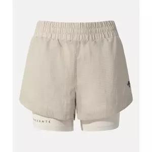 [국내매장판] 데상트 DESCENTE 우먼스 러닝 립스탑 레깅스 일체형 쇼츠 다크 베이지 SR122RHP31 SR122RHP31